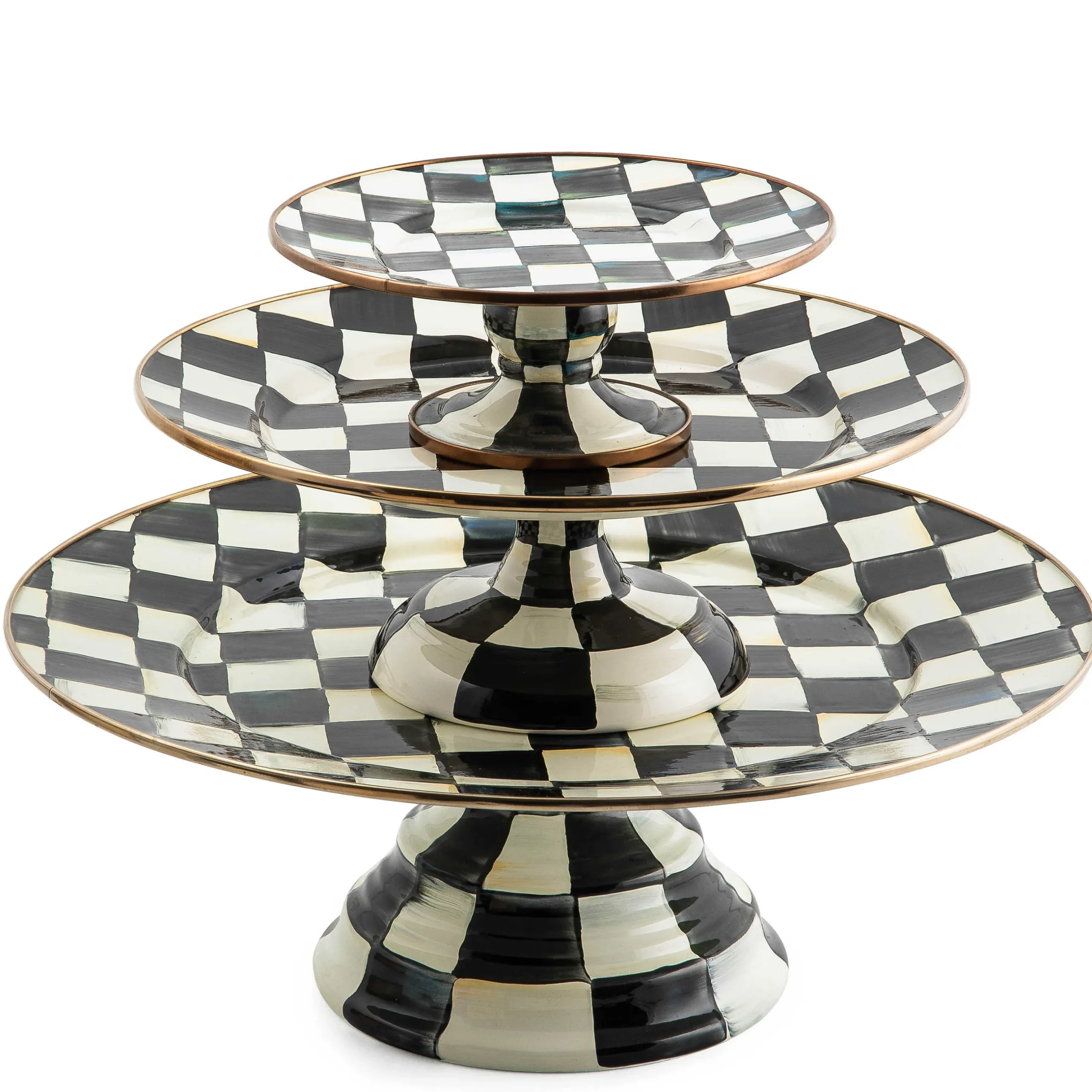 Sale MacKenzie-Childs Courtly Check Enamel Pedestal Platter - Large