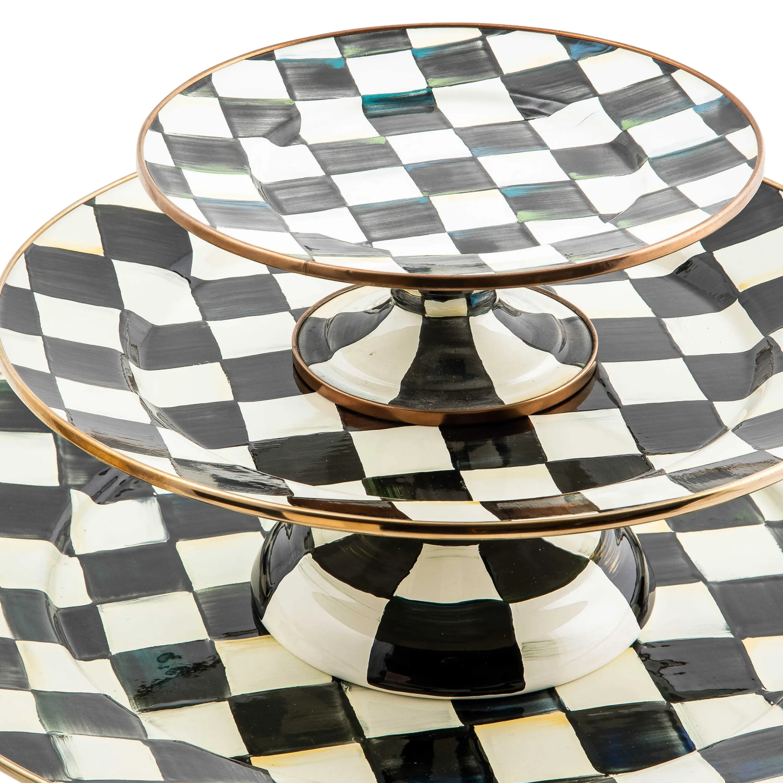 Sale MacKenzie-Childs Courtly Check Enamel Pedestal Platter - Large
