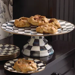 Sale MacKenzie-Childs Courtly Check Enamel Pedestal Platter - Large