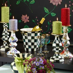 Outlet MacKenzie-Childs Courtly Check Enamel Pillar Candlestick - Large