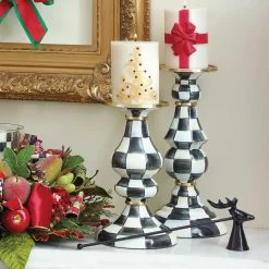 Outlet MacKenzie-Childs Courtly Check Enamel Pillar Candlestick - Large