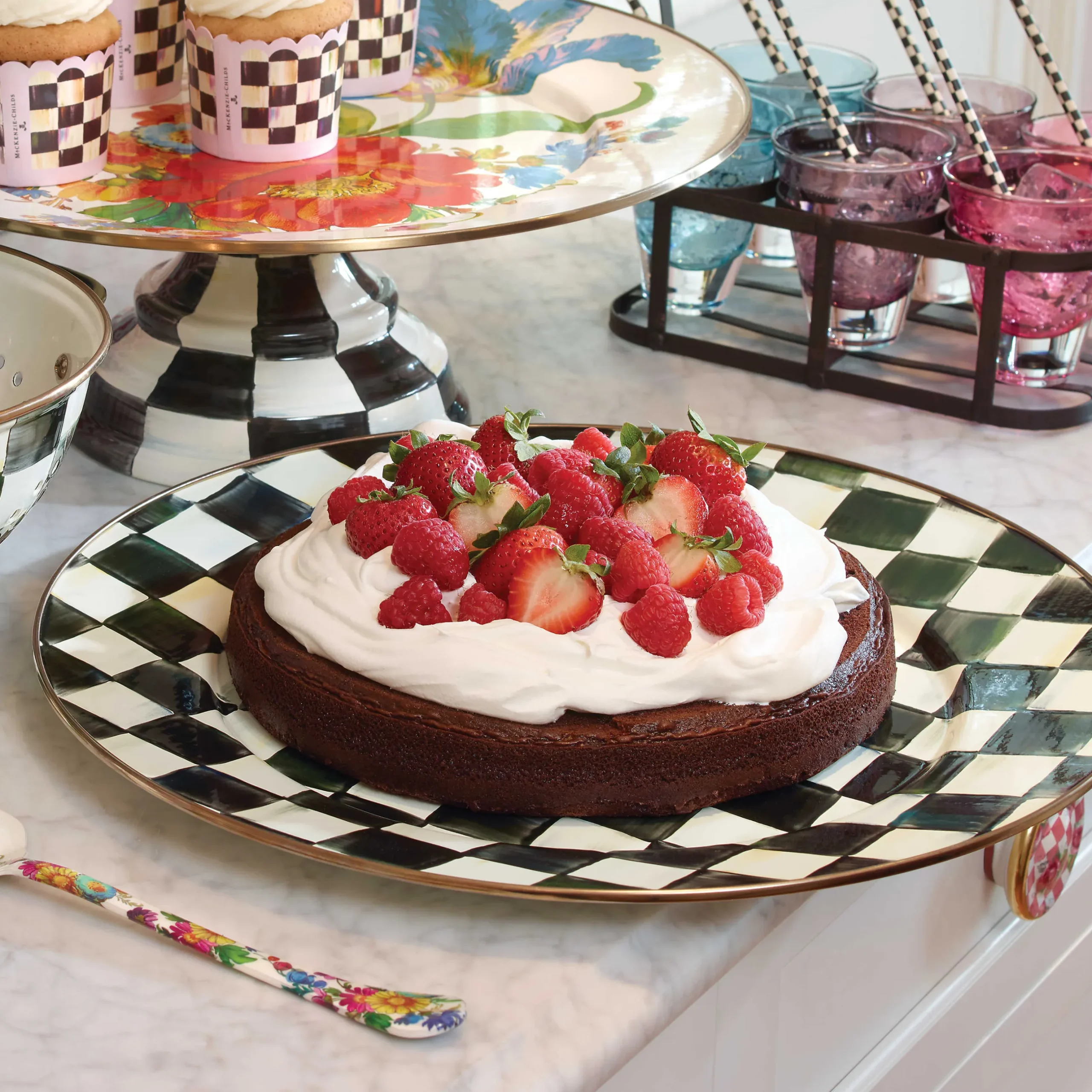 Hot MacKenzie-Childs Courtly Check Enamel Serving Platter