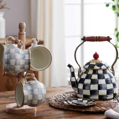 Best MacKenzie-Childs Courtly Check Enamel Tea Kettle - 2 Quart