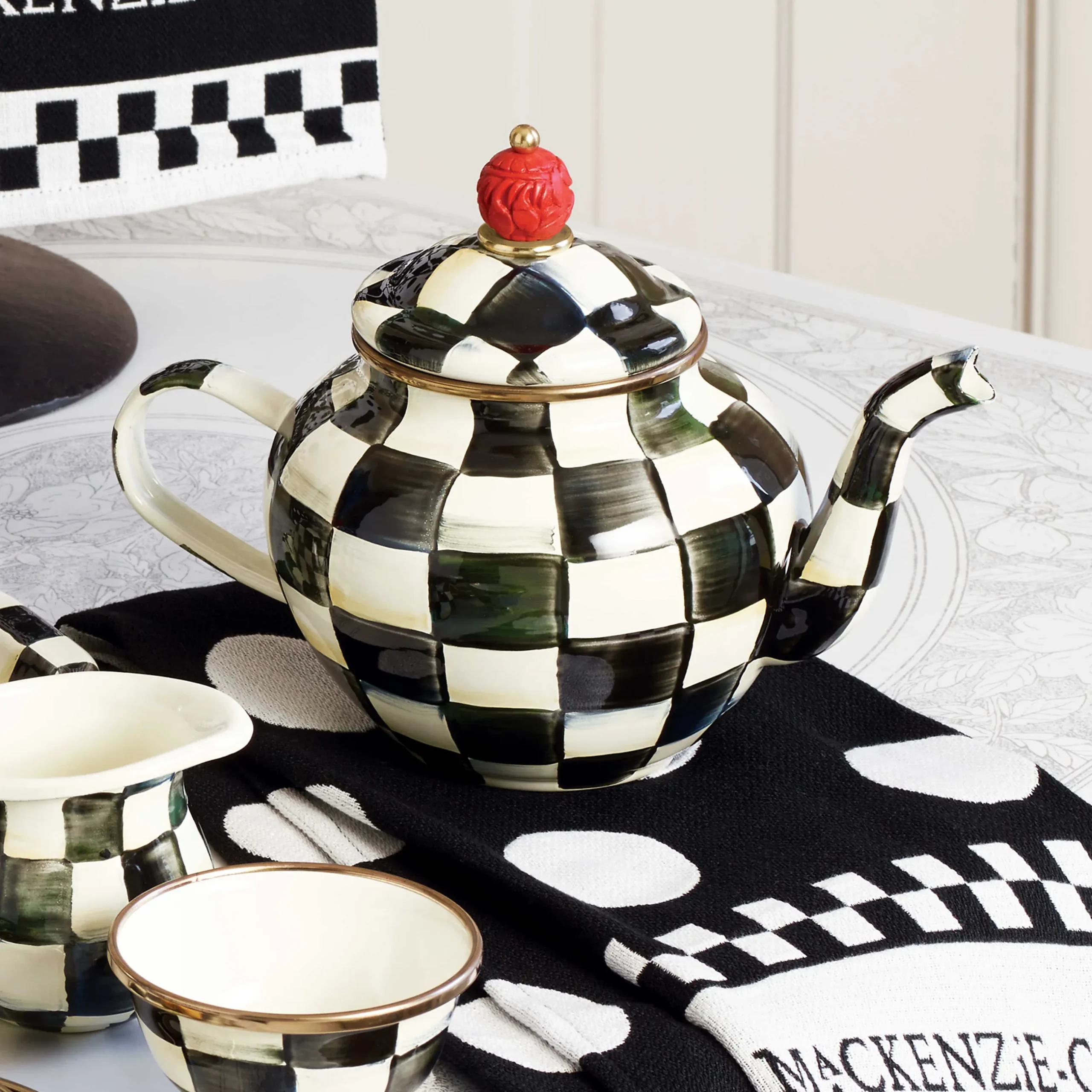 Discount MacKenzie-Childs Courtly Check Enamel Teapot - 4 Cup