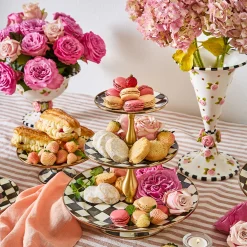 Best MacKenzie-Childs Courtly Check Enamel Three Tier Sweet Stand