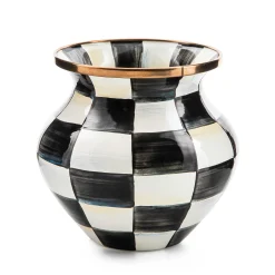 Best MacKenzie-Childs Courtly Check Enamel Vase - Red Bow