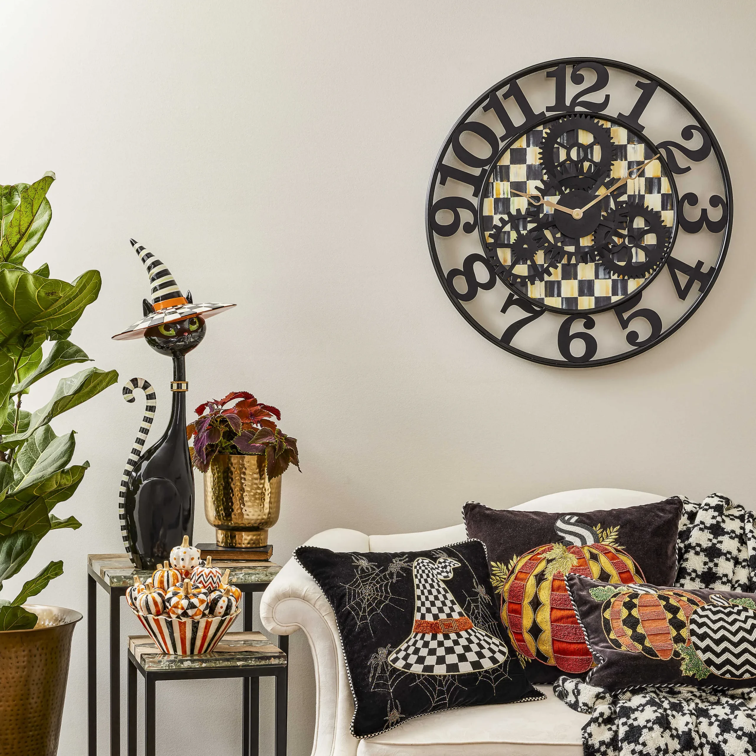 Discount MacKenzie-Childs Courtly Check Farmhouse Wall Clock - Large