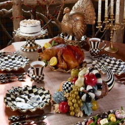 Outlet MacKenzie-Childs Courtly Check Fluted Cake Stand