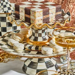 Outlet MacKenzie-Childs Courtly Check Fluted Cake Stand