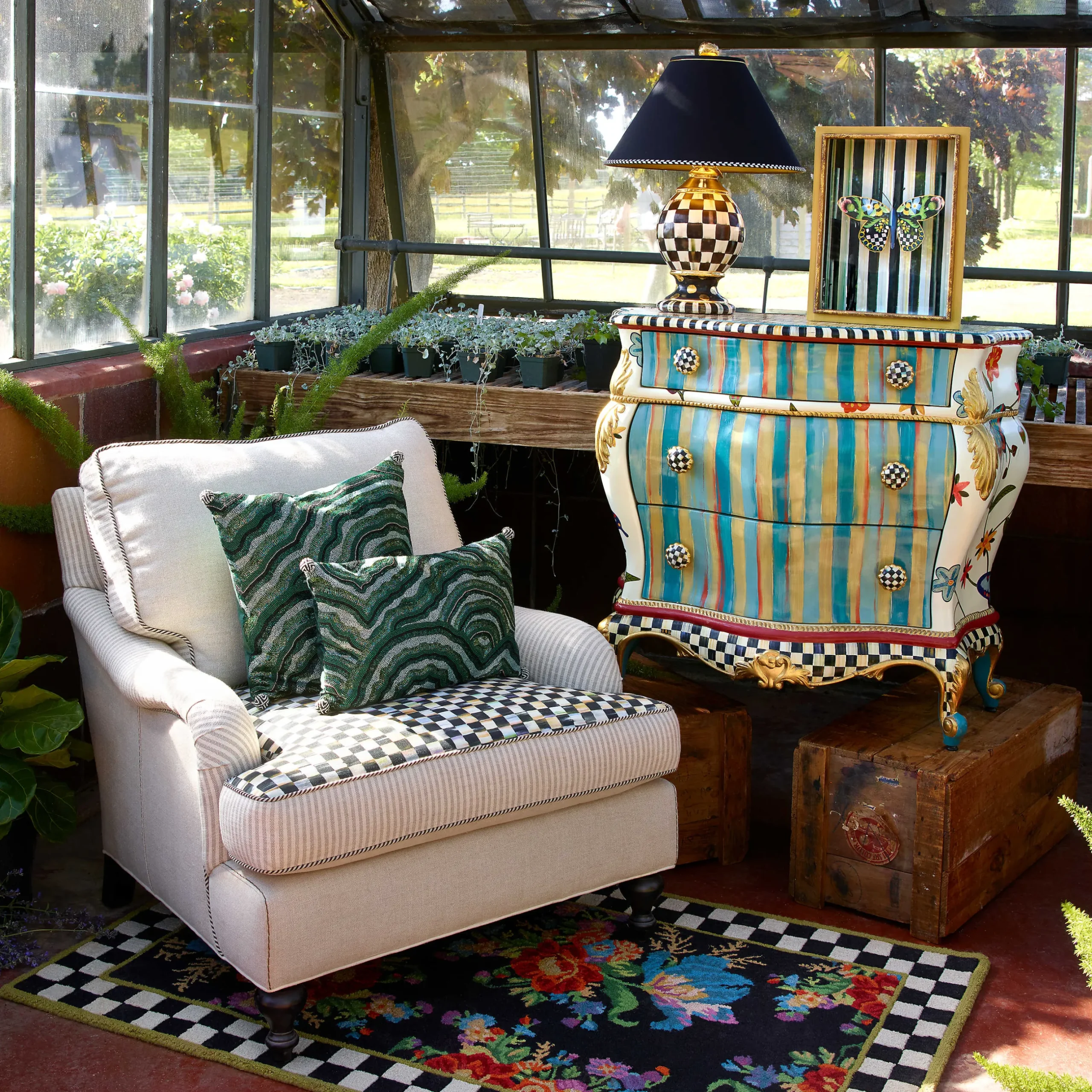 MacKenzie-Childs Courtly Check Globe Lamp