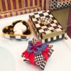 Hot MacKenzie-Childs Courtly Check Guest Towel Holder Set - Gold