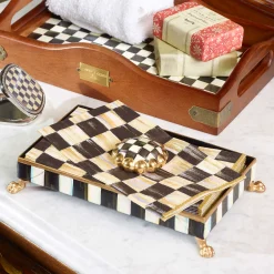 Hot MacKenzie-Childs Courtly Check Guest Towel Holder Set - Gold