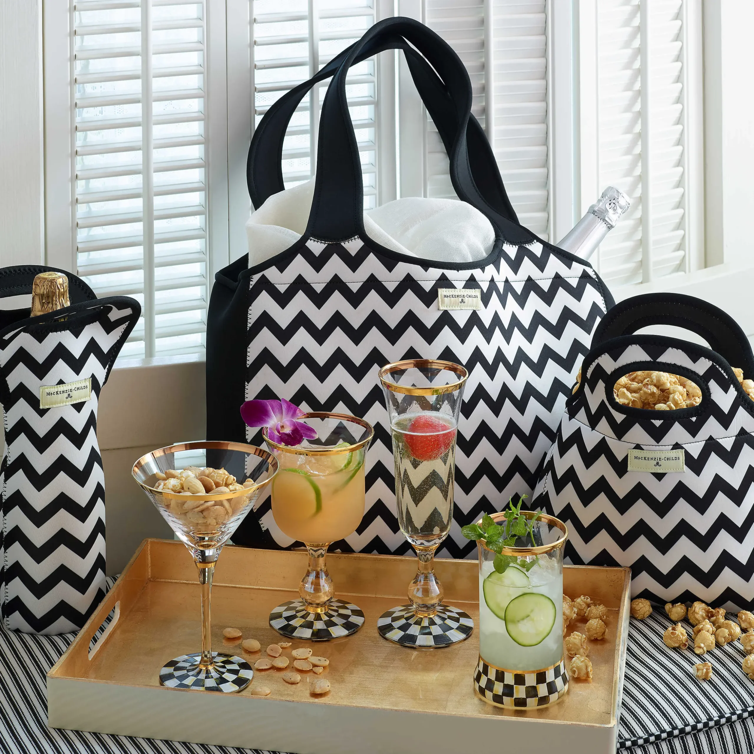 Outlet MacKenzie-Childs Courtly Check Highball Glass