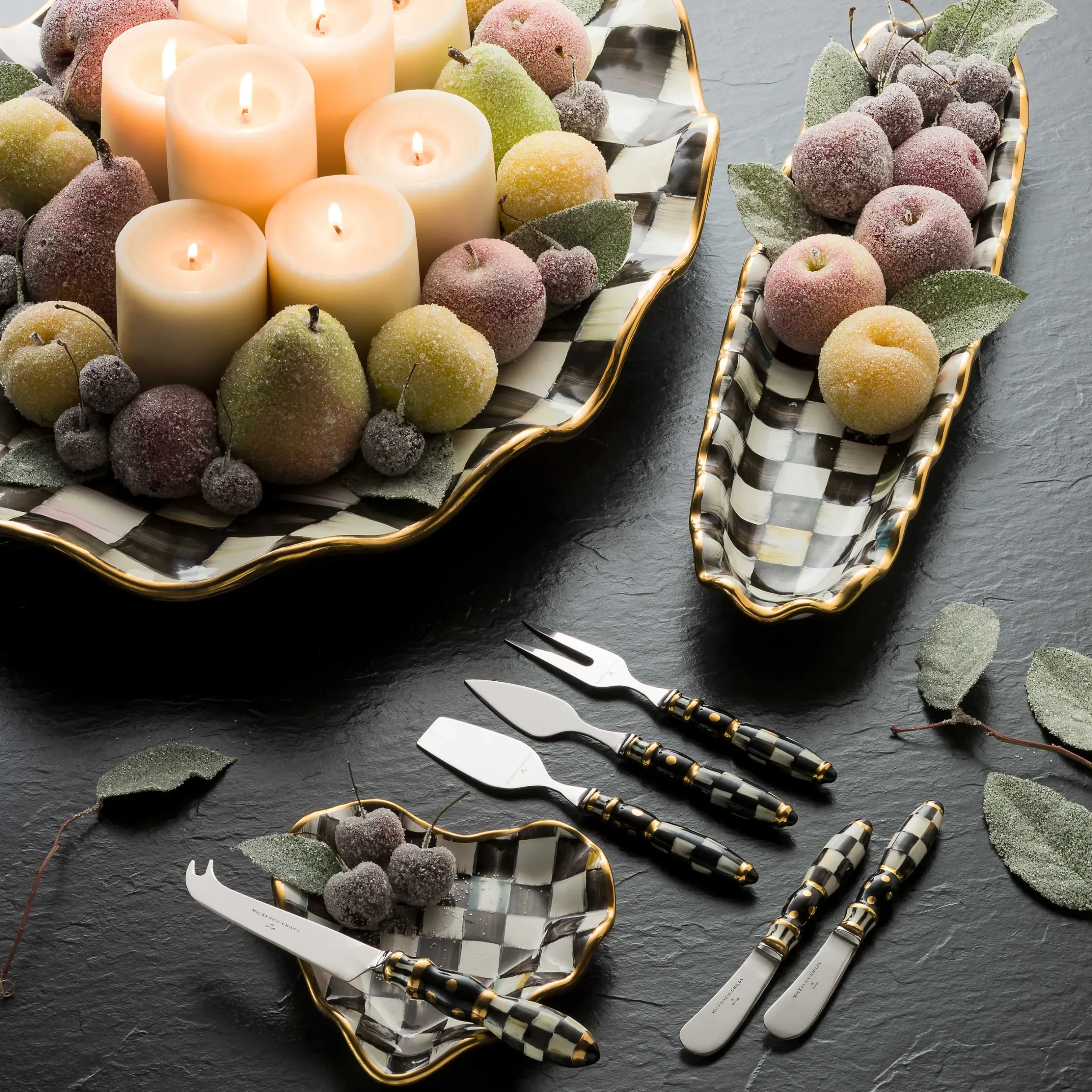 Best MacKenzie-Childs Courtly Check Hors D'Oeuvre Tray