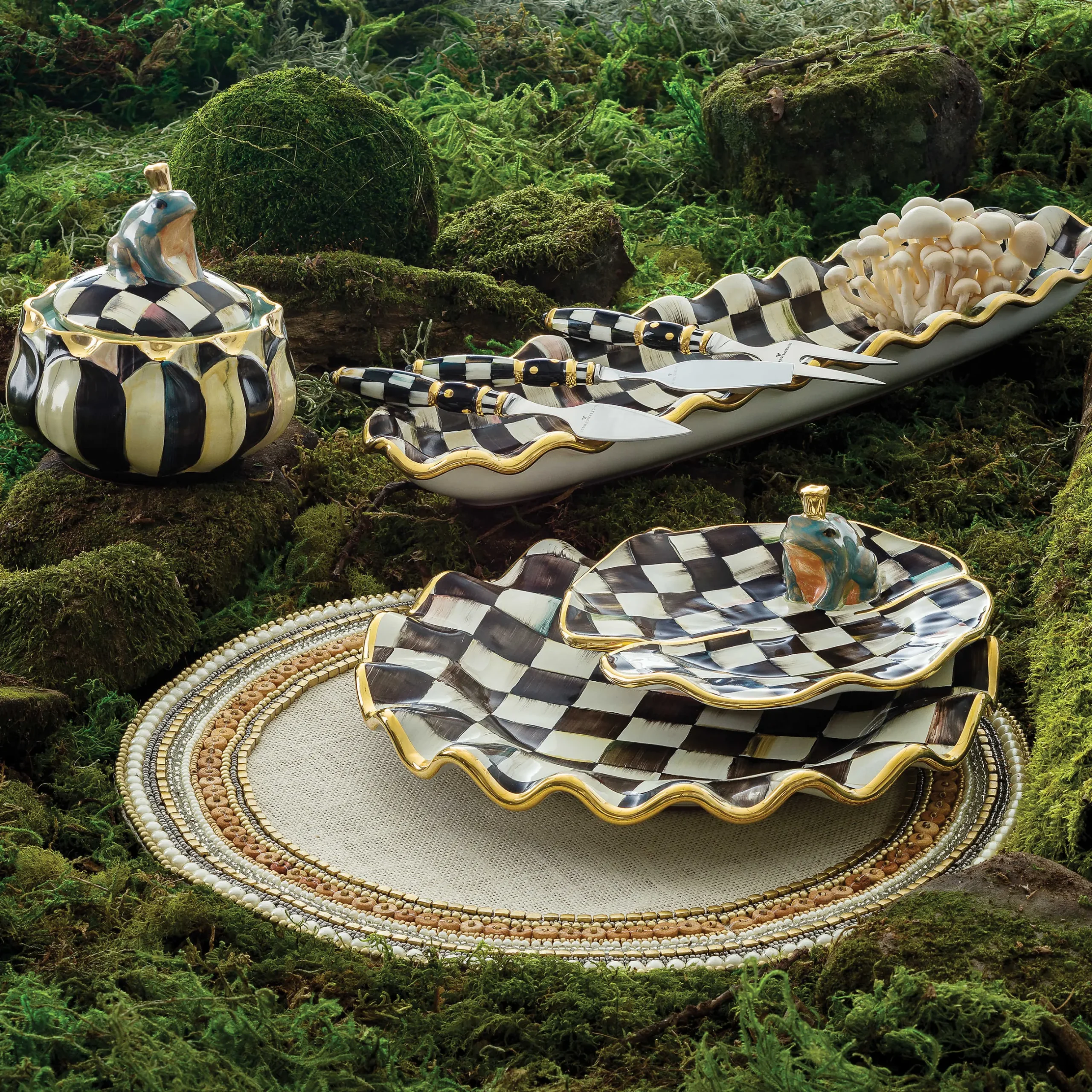 Best MacKenzie-Childs Courtly Check Hors D'Oeuvre Tray