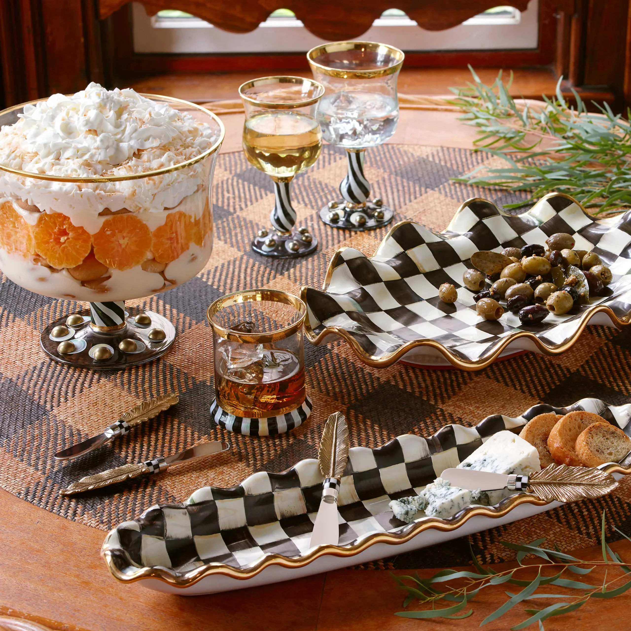 Best MacKenzie-Childs Courtly Check Hors D'Oeuvre Tray