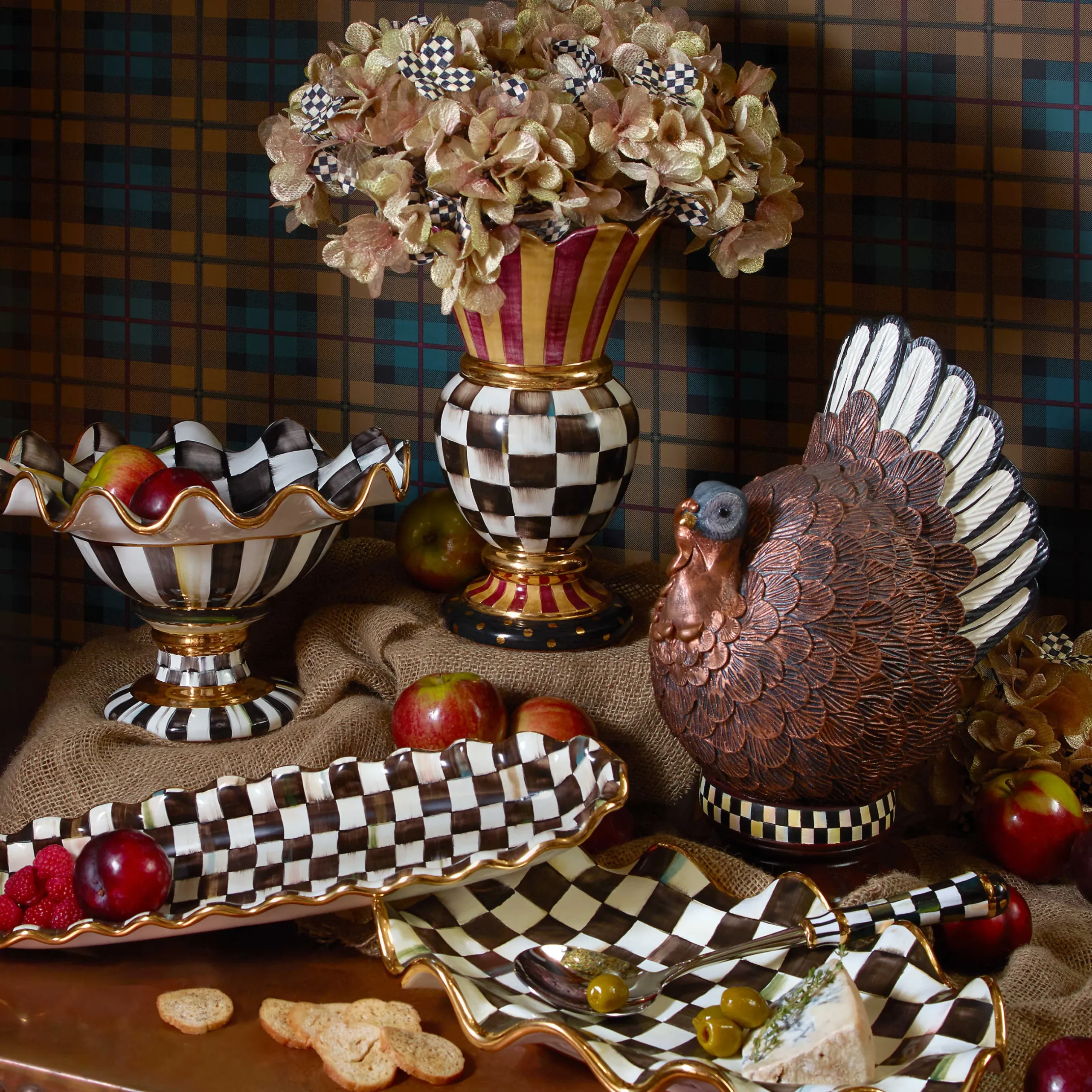 Best MacKenzie-Childs Courtly Check Hors D'Oeuvre Tray