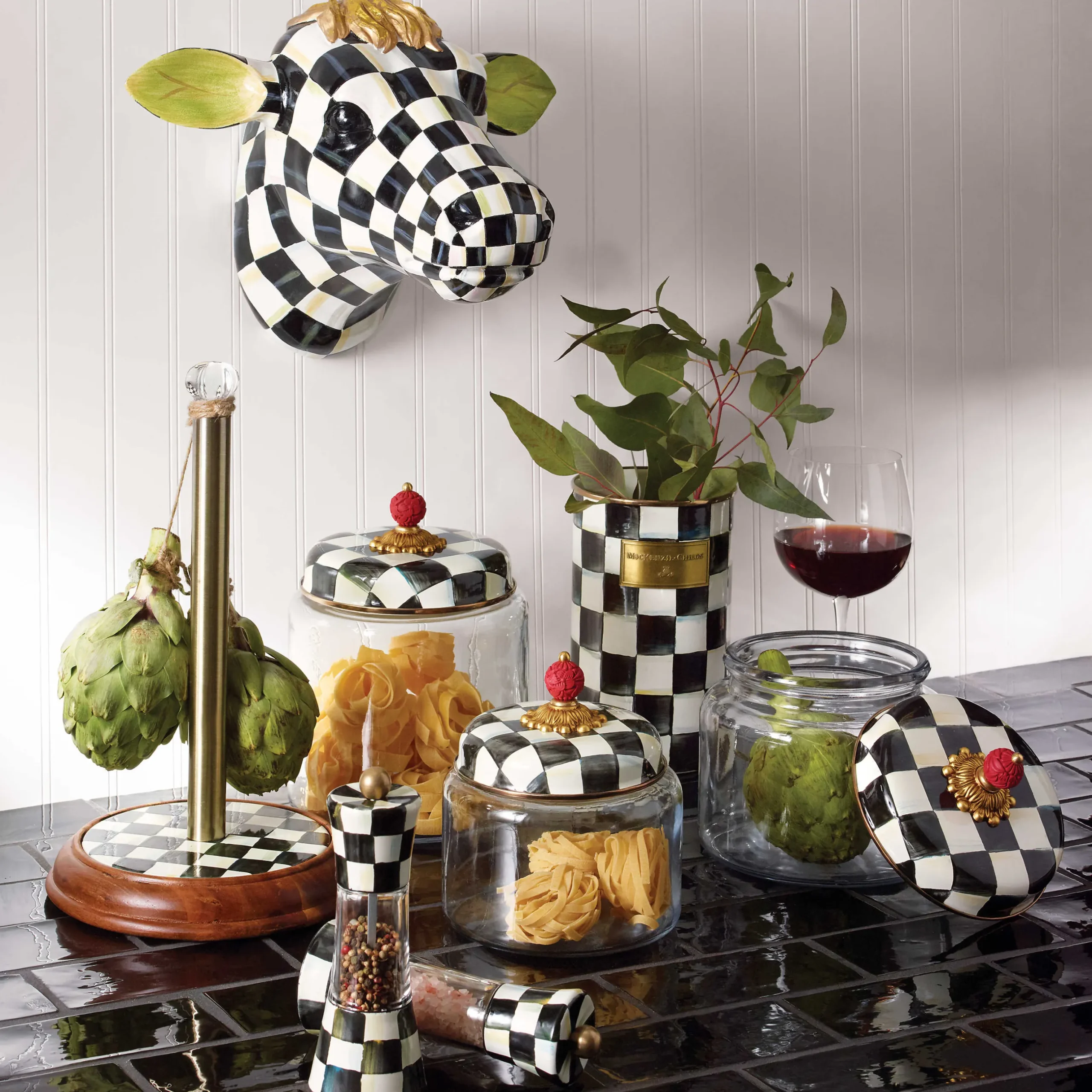 Sale MacKenzie-Childs Courtly Check Kitchen Canister - Medium
