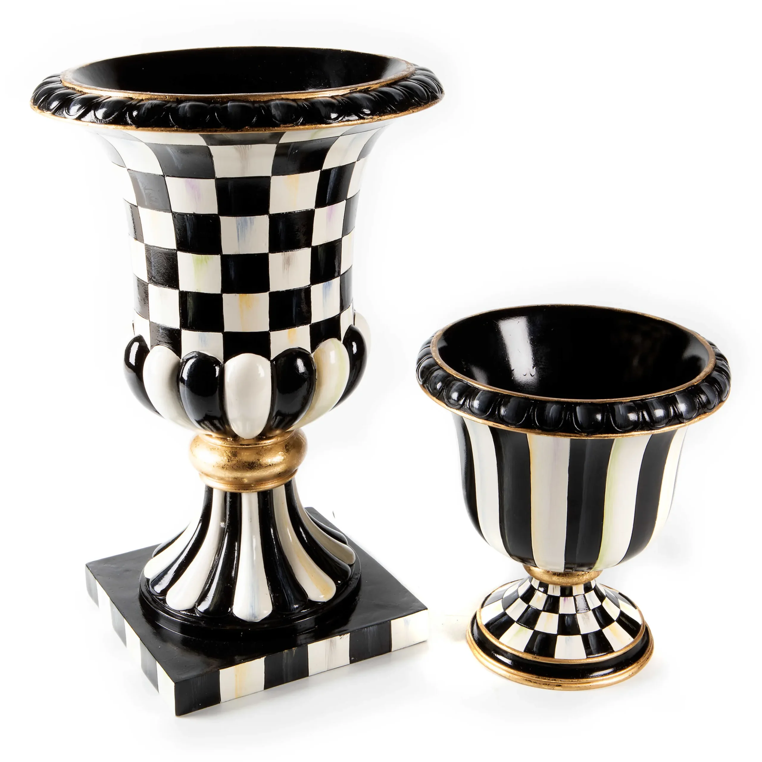 Best MacKenzie-Childs Courtly Check Pedestal Tabletop Urn