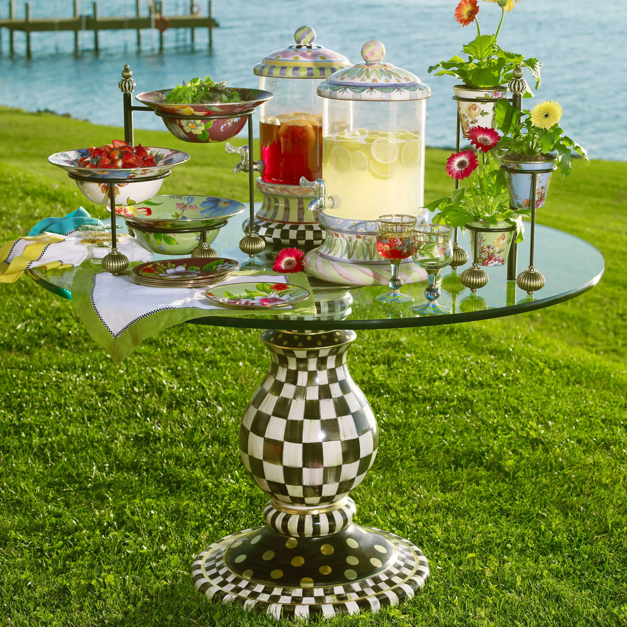 Outlet MacKenzie-Childs Courtly Check Pedestal Table Base
