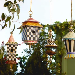 Hot MacKenzie-Childs Courtly Check Pendant Bird Feeder
