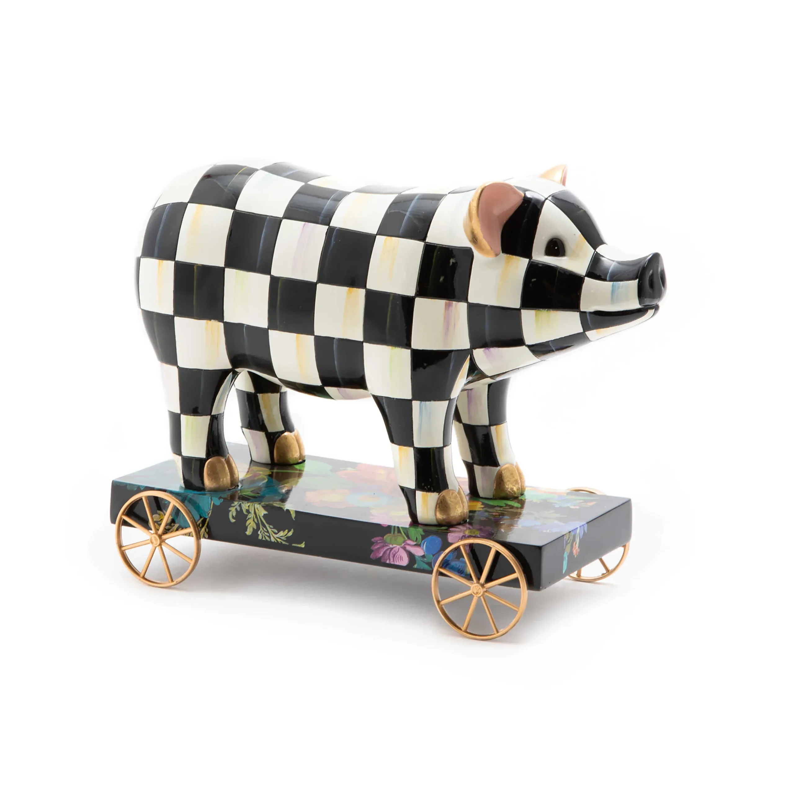 New MacKenzie-Childs Courtly Check Pig On Parade Decor