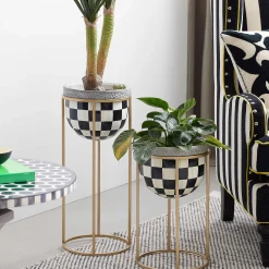 Outlet MacKenzie-Childs Courtly Check Plant Stand - Short