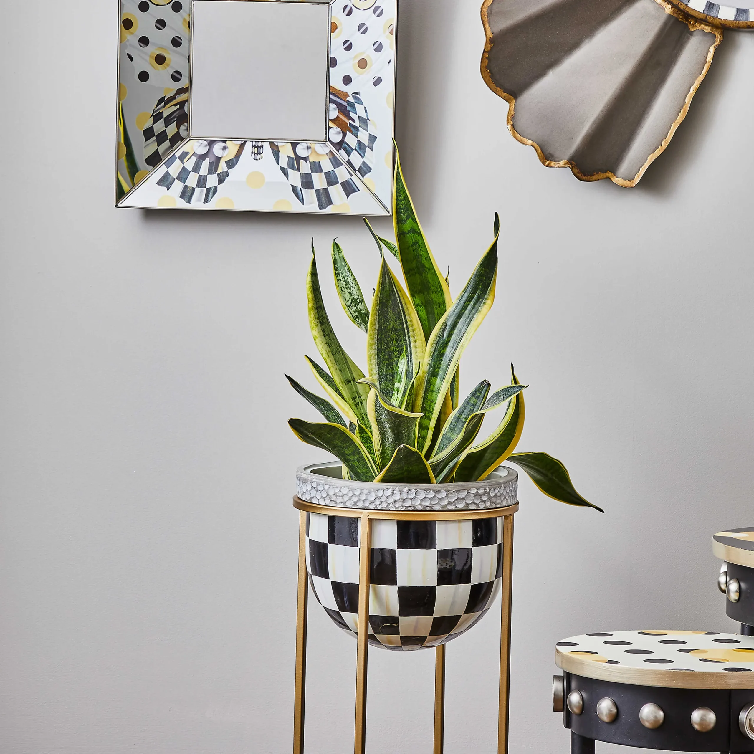 Best MacKenzie-Childs Courtly Check Plant Stand - Tall