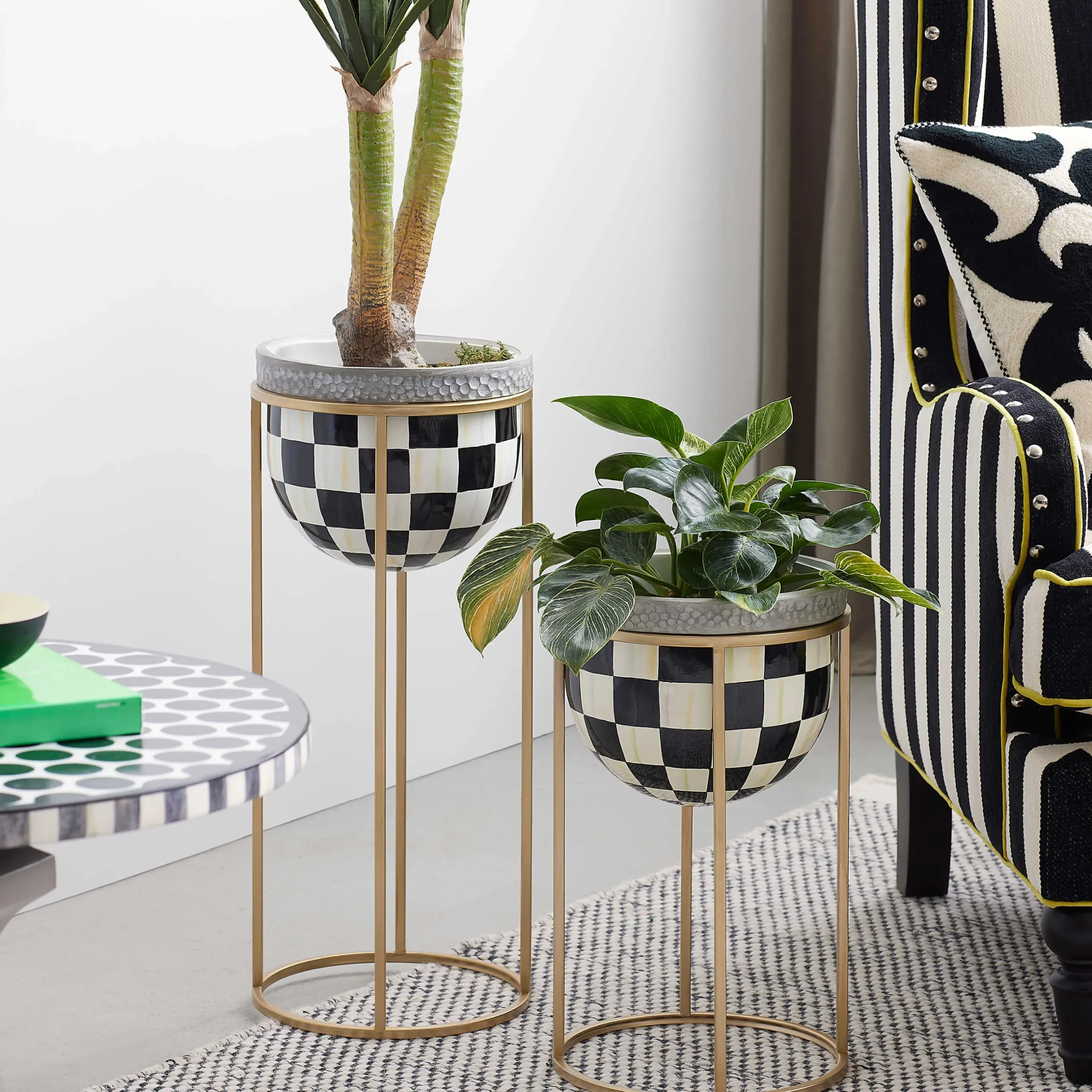 Best MacKenzie-Childs Courtly Check Plant Stand - Tall