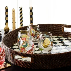Sale MacKenzie-Childs Courtly Check Rattan & Enamel Party Tray