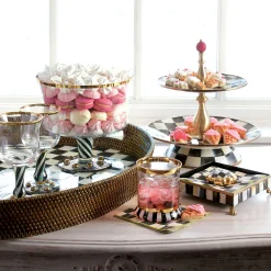 Sale MacKenzie-Childs Courtly Check Rattan & Enamel Party Tray