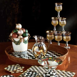 Sale MacKenzie-Childs Courtly Check Rattan & Enamel Party Tray