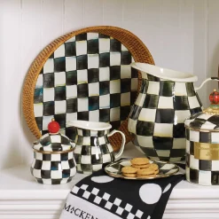 Hot MacKenzie-Childs Courtly Check Rattan & Enamel Tray - Large