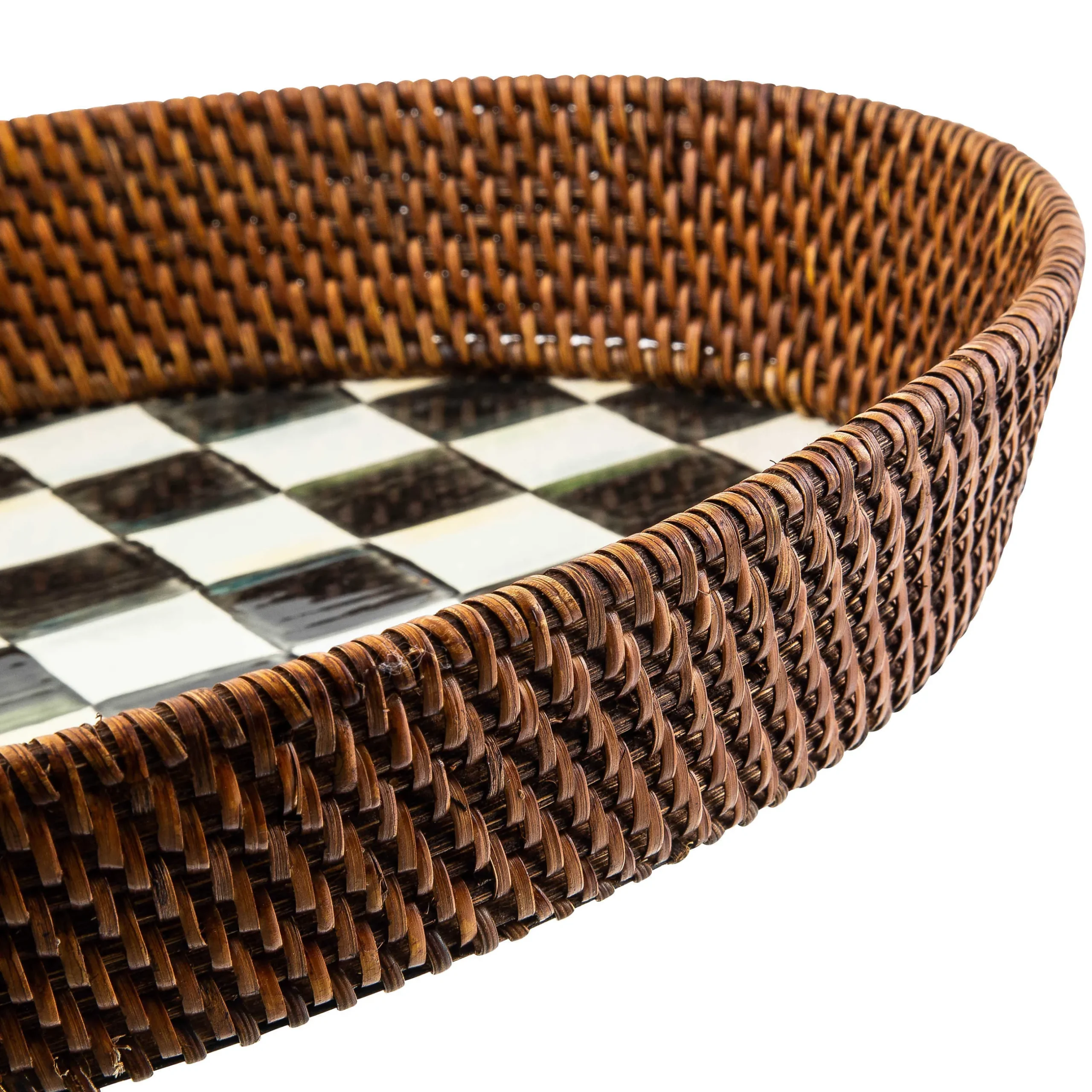 Hot MacKenzie-Childs Courtly Check Rattan & Enamel Tray - Large