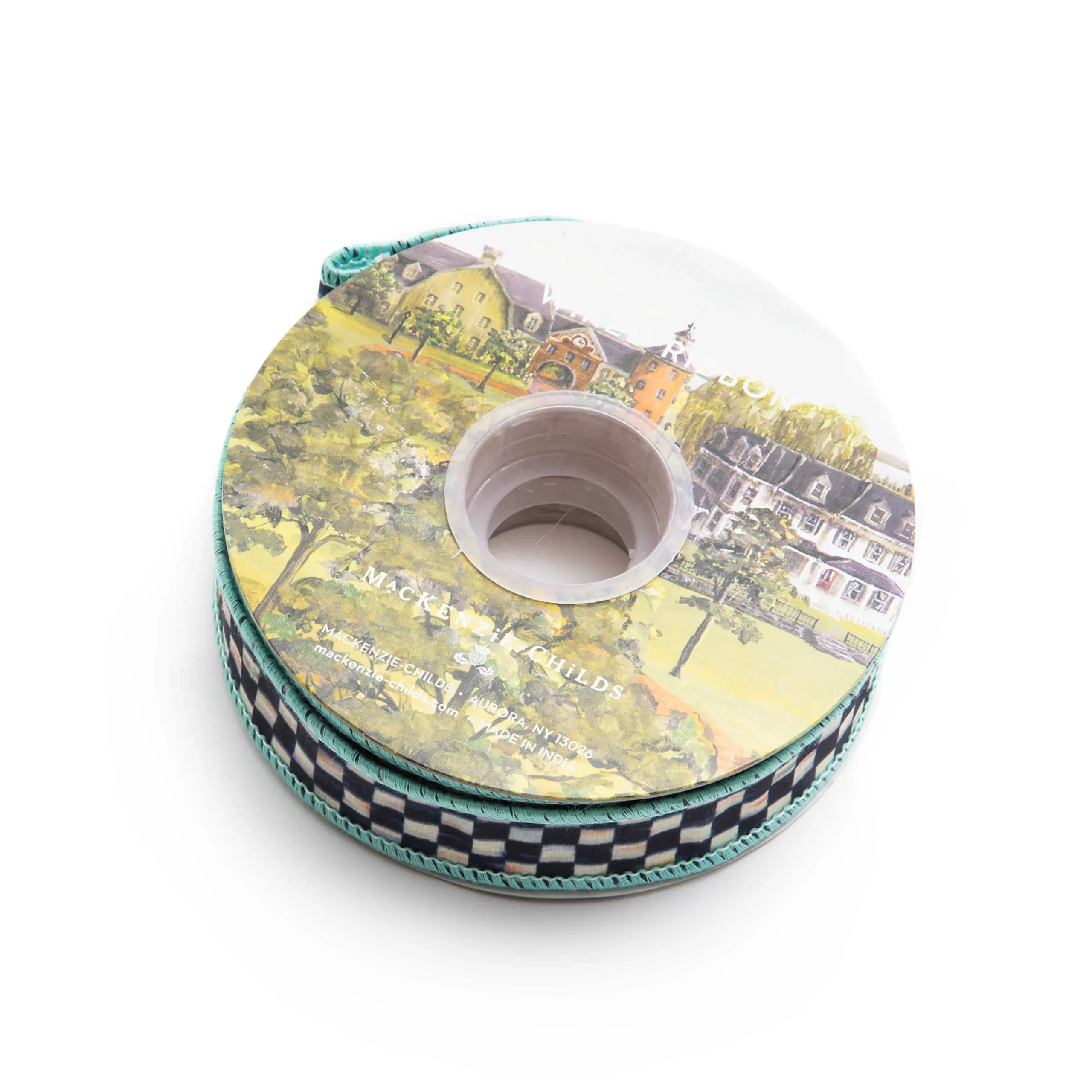 Hot MacKenzie-Childs Courtly Check 1" Ribbon - Aqua