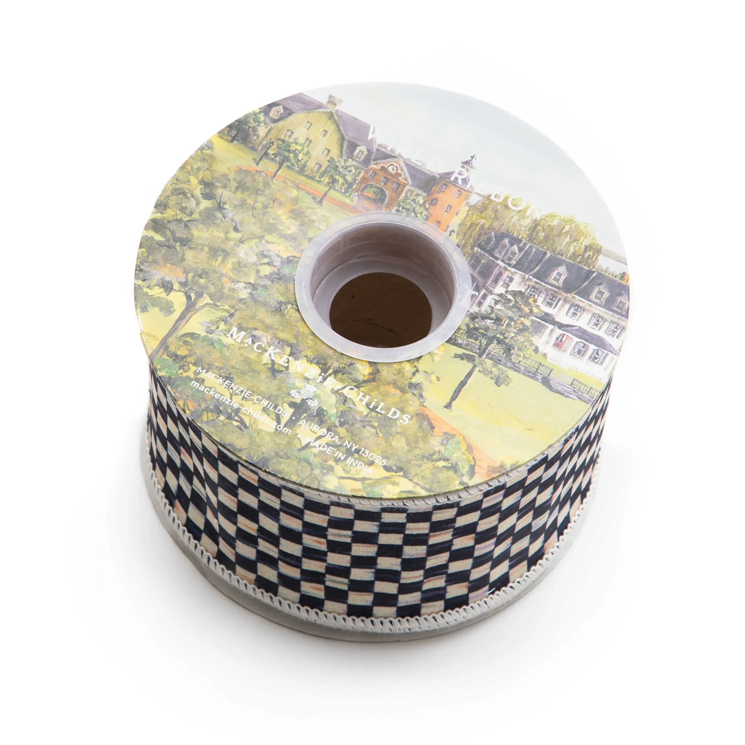 Hot MacKenzie-Childs Courtly Check 2.5" Ribbon - Ivory