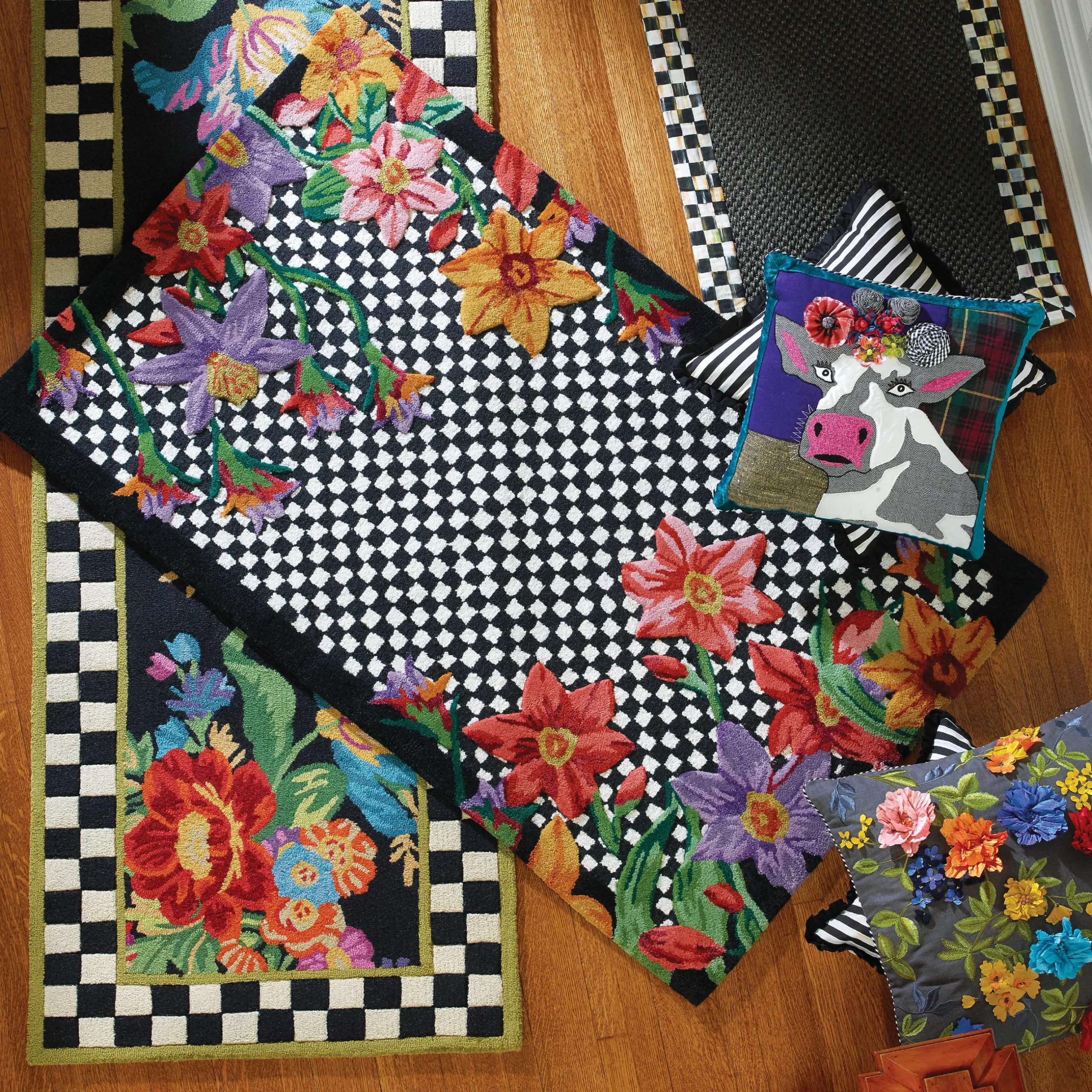 Best MacKenzie-Childs Courtly Check Ruffled Square Pillow