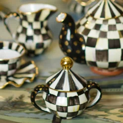 Hot MacKenzie-Childs Courtly Check Sugar Bowl With Lid