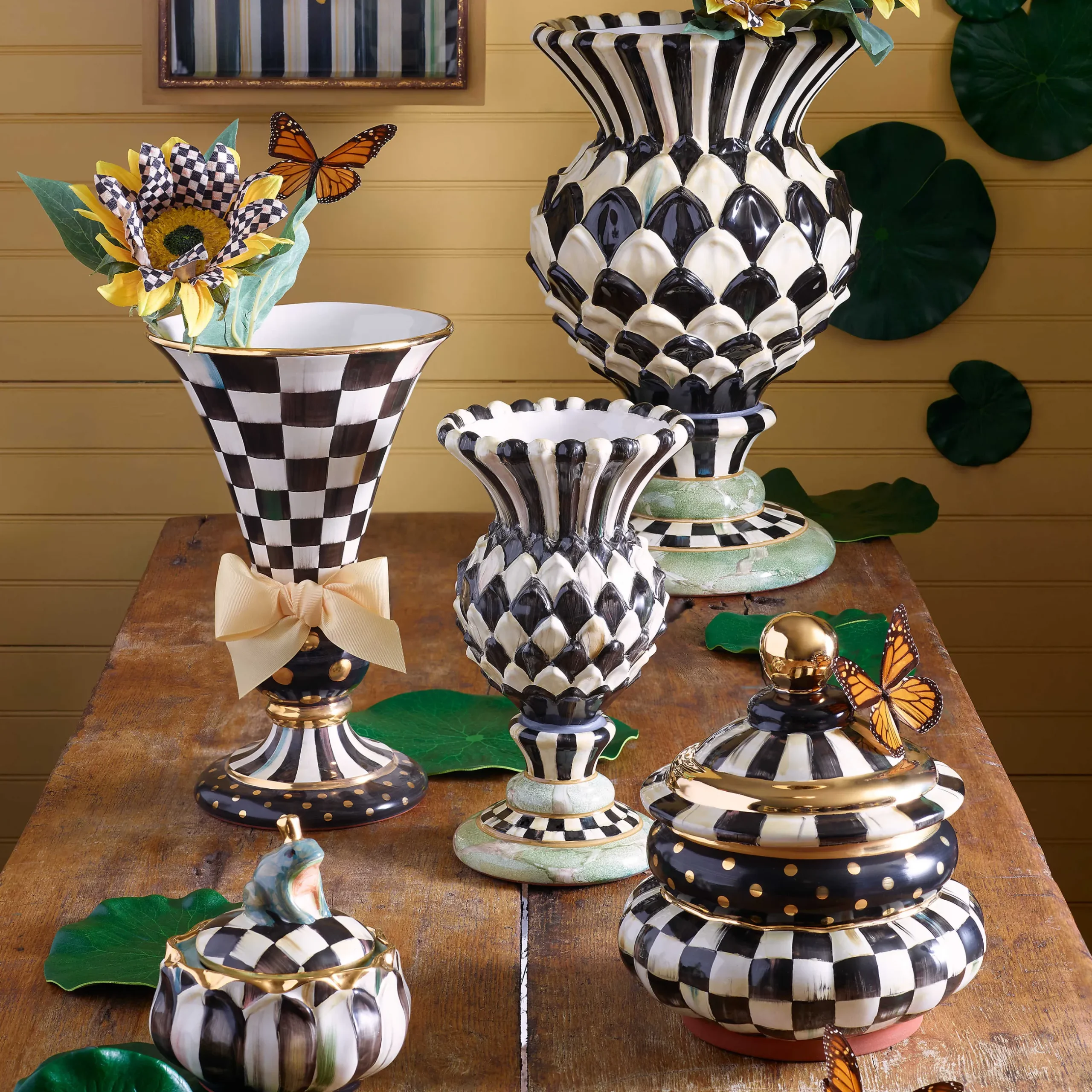 New MacKenzie-Childs Courtly Check Sunflower - Yellow