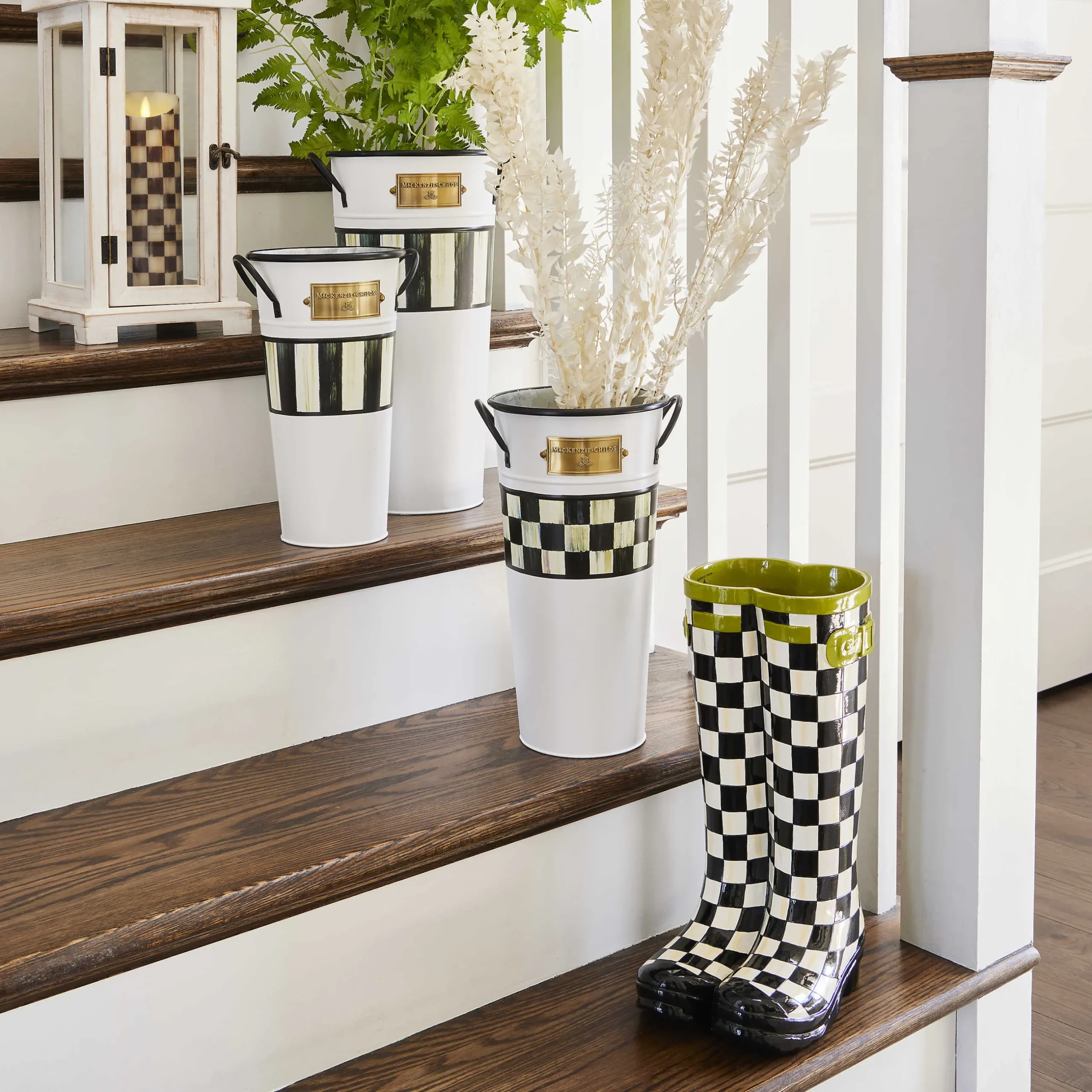 Clearance MacKenzie-Childs Courtly Check Wellies Planter