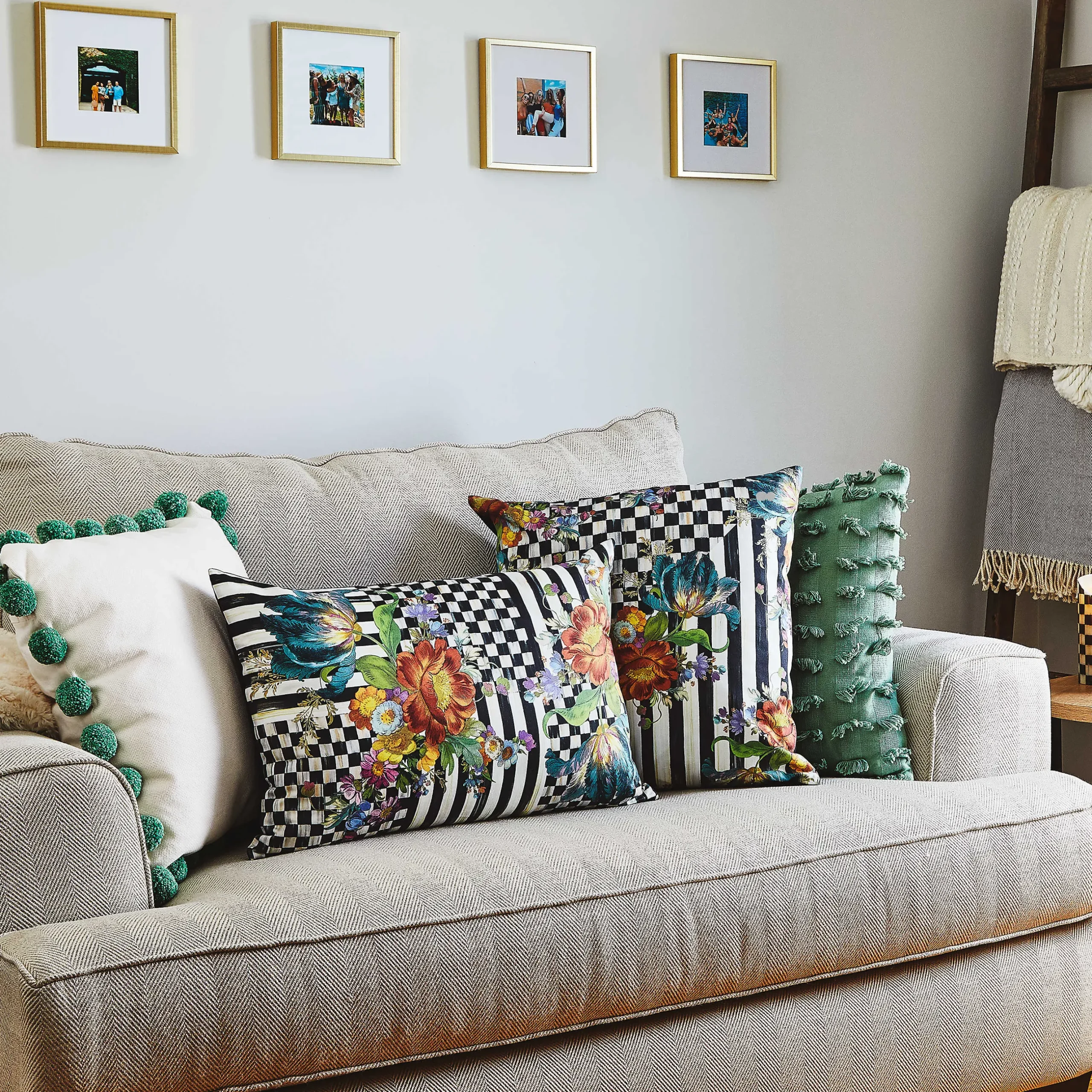 Discount MacKenzie-Childs Courtly Flower Market Pillow