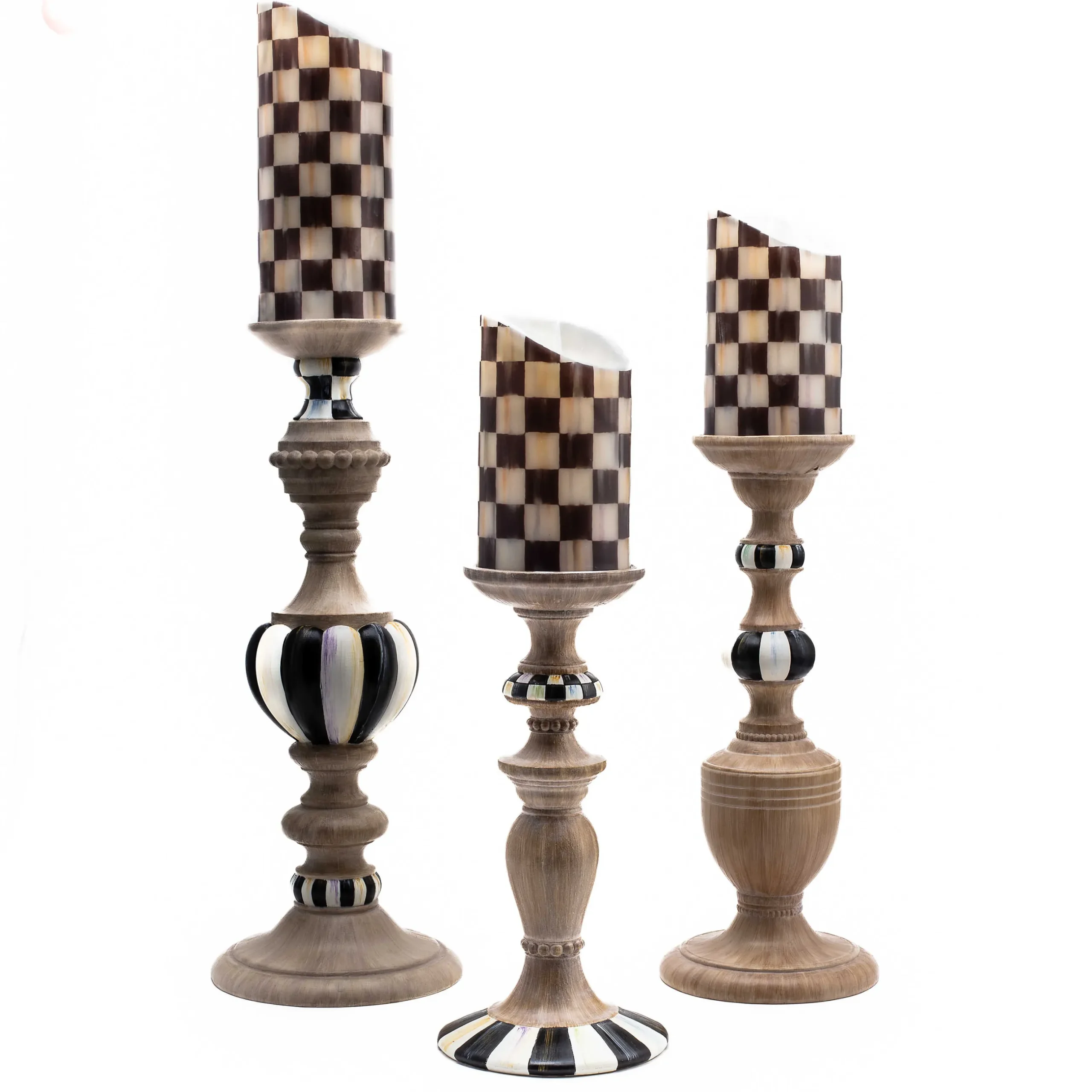 Sale MacKenzie-Childs Courtly Pillar Candle Holders - Set Of 3