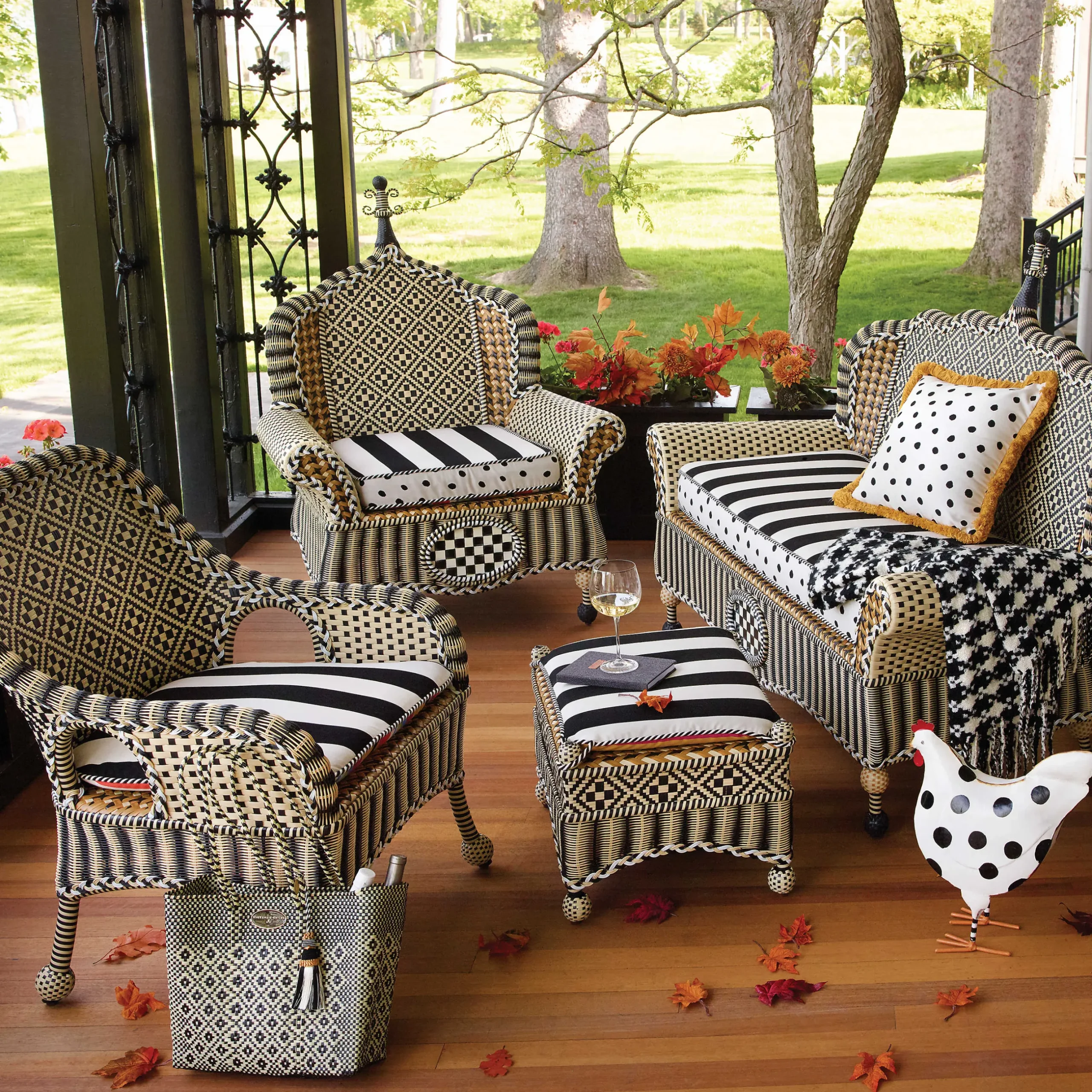 Clearance MacKenzie-Childs Courtyard Outdoor Accent Chair Cushion - Bathing Hut