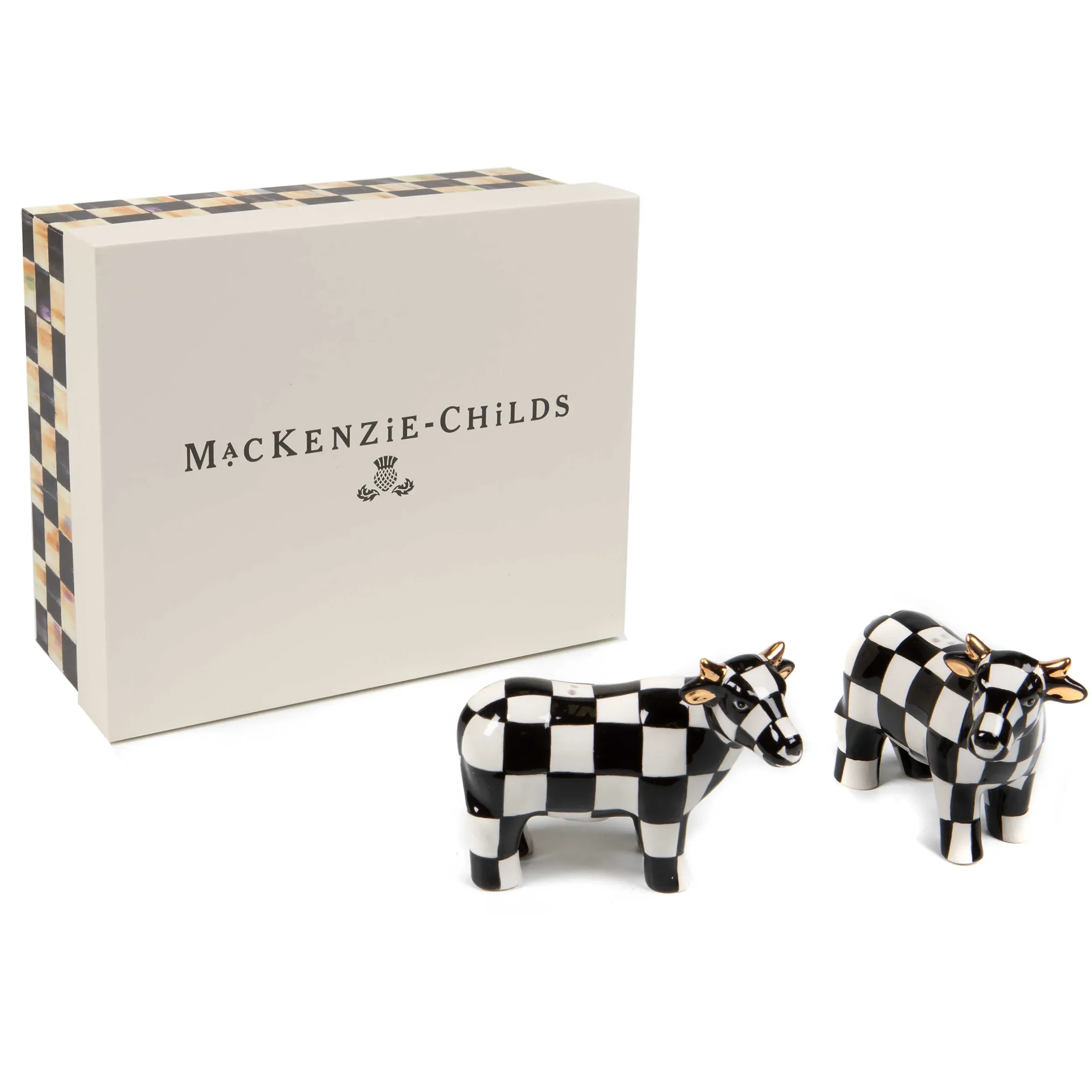 New MacKenzie-Childs Cow Salt & Pepper Set