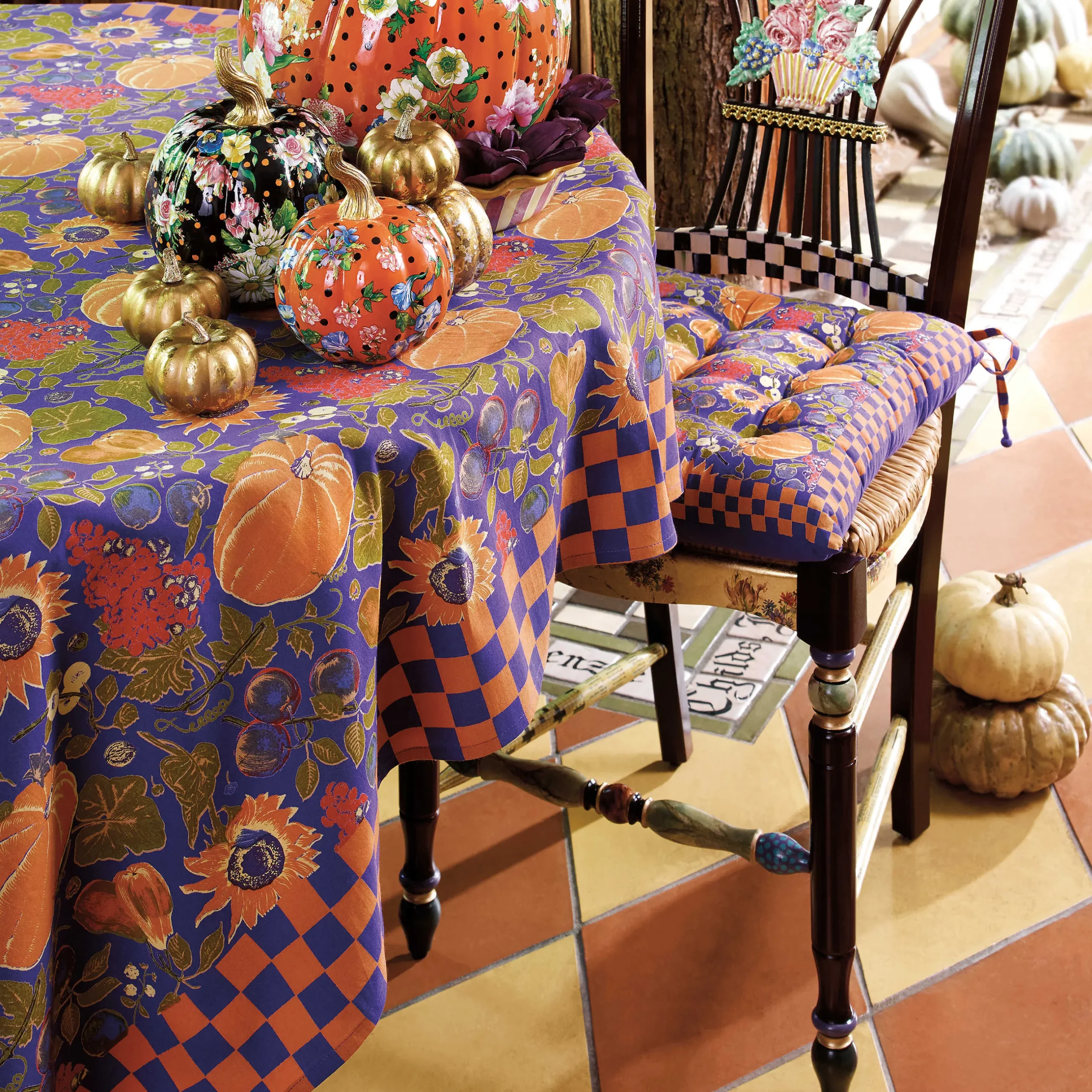 Clearance MacKenzie-Childs Dark Flower Basket Side Chair