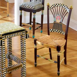 Clearance MacKenzie-Childs Dark Flower Basket Side Chair