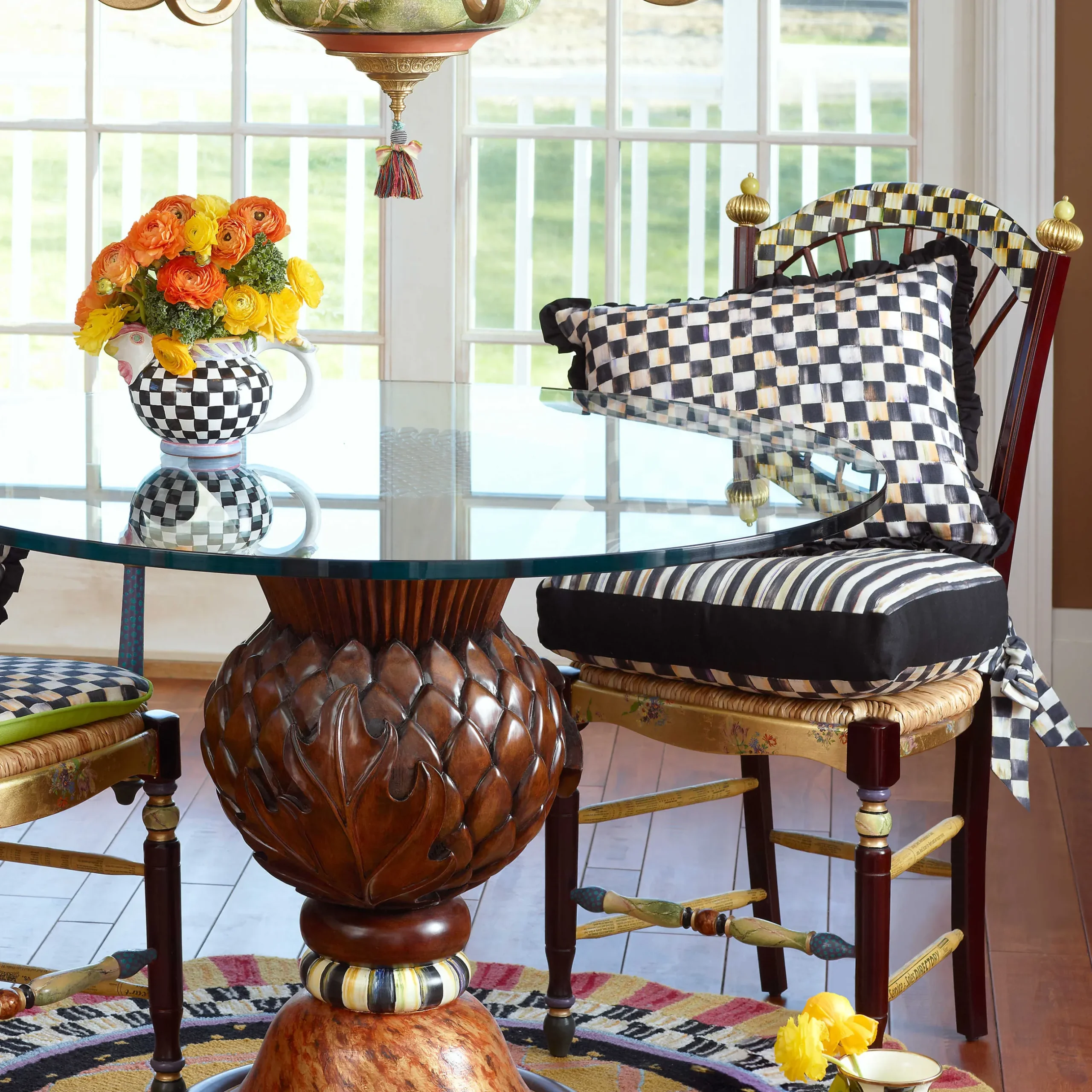 Clearance MacKenzie-Childs Dark Flower Basket Side Chair