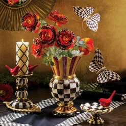 Hot MacKenzie-Childs Fishnet Sparkle Pillar Candle - 6" - Black