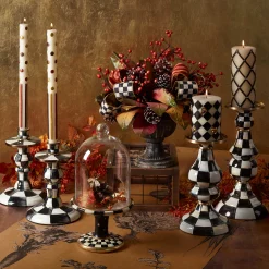 Hot MacKenzie-Childs Fishnet Sparkle Pillar Candle - 6" - Black