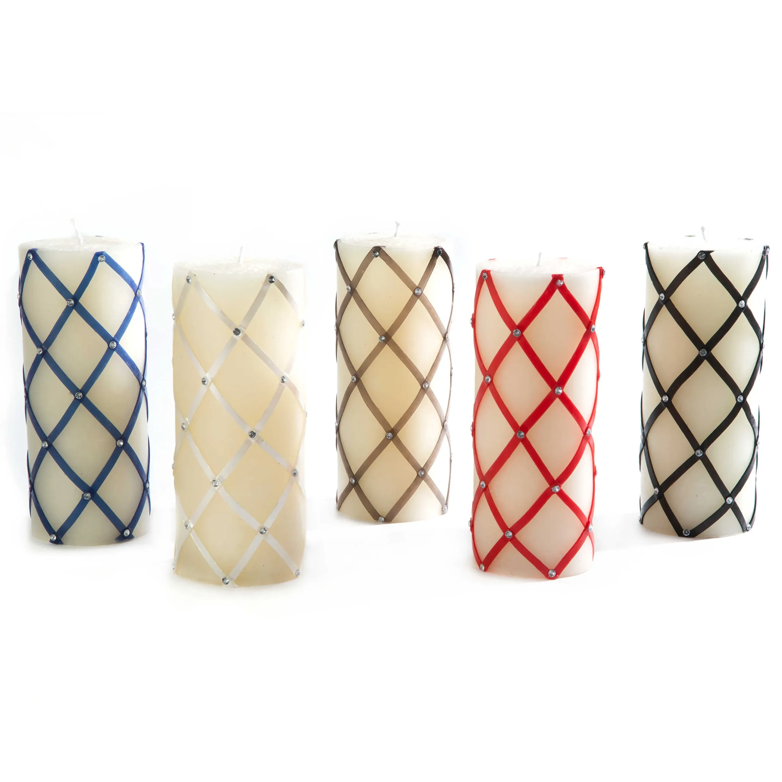 Hot MacKenzie-Childs Fishnet Sparkle Pillar Candle - 6" - Black